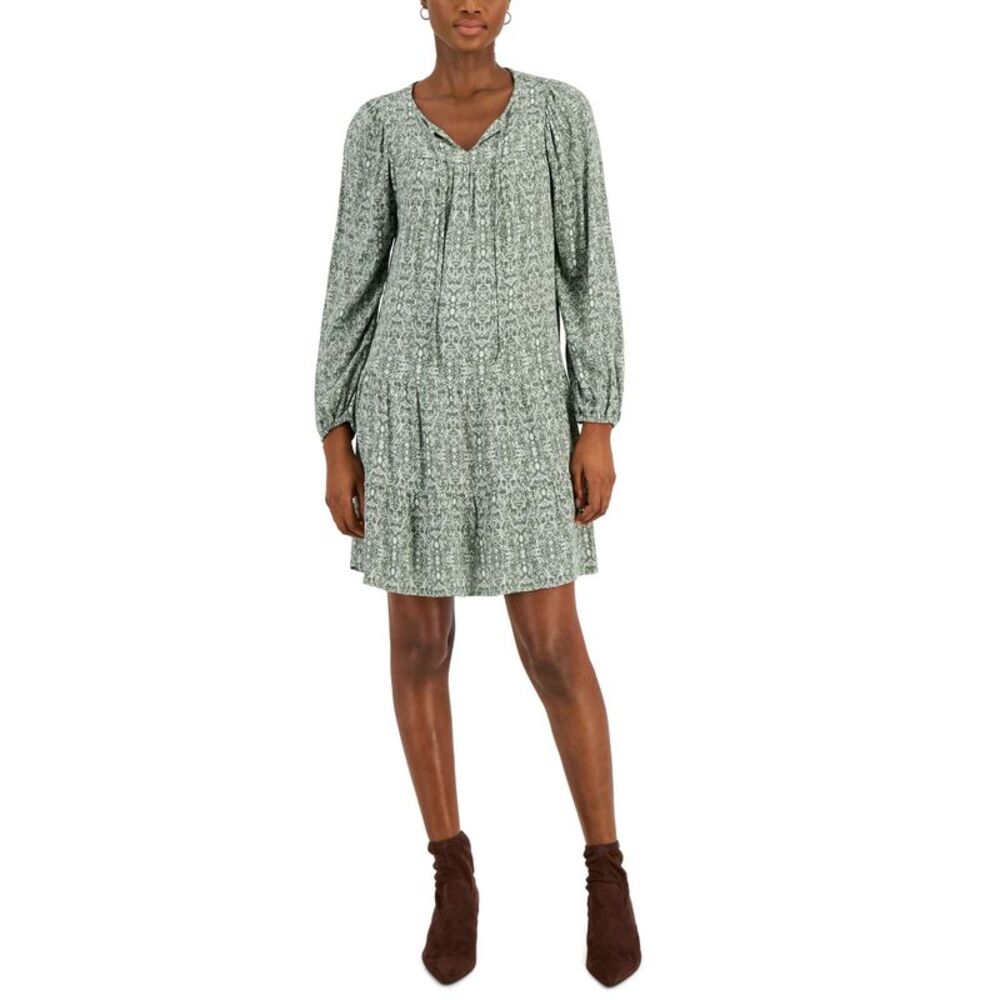 Style & Co Petite Petite Gauze Tiered Shift Dress